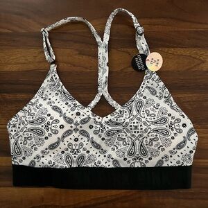 PINK Victoria's Secret Black and White Paisley Sports Bra